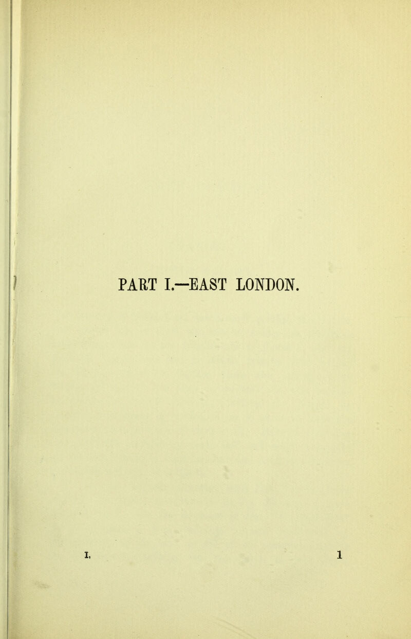 PART I.-EAST LONDON.