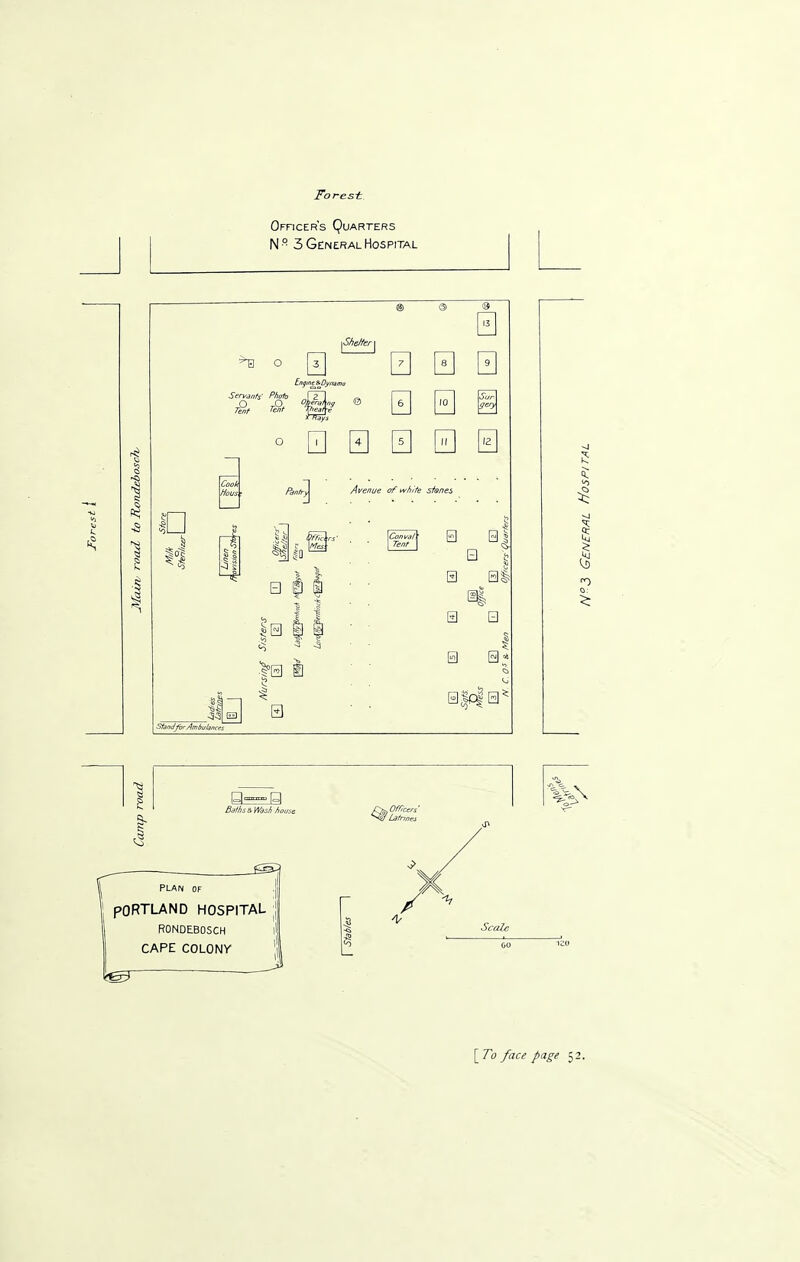 Forest Officer's Quarters N ° 3 General Hospital ID S ^ 0 a □ 0 0 tn^mt B-Dyna □ 0 0 □ □ E 0 0 \Cook I Wous • Panfr^ Sidndfbr Am bulances Avenue of white sfsnes □ I I ^0 I i I ¥ f .I'm 11 a S 01 E 0 □ Bdlhs&Wdsh house PLAN OF ,j PORTLAND HOSPITAL J RONDEBOSCH ll CAPE COLONY ' ^Officers' y Lafnnes Scale