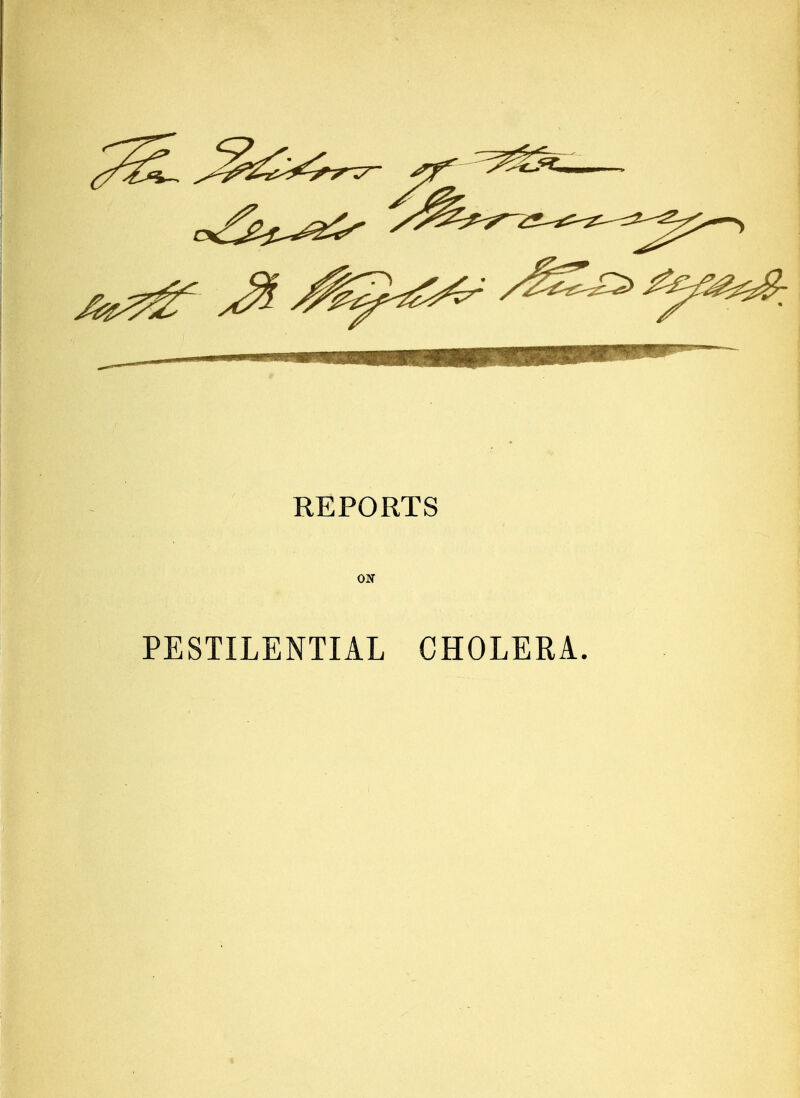 REPORTS ON PESTILENTIAL CHOLERA.