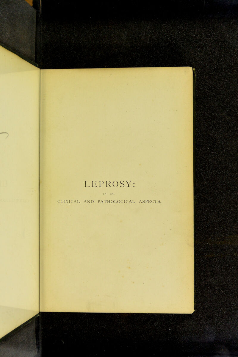 LEPROSY: IN ITS CLINICAL AND PATHOLOGICAL ASPECTS.