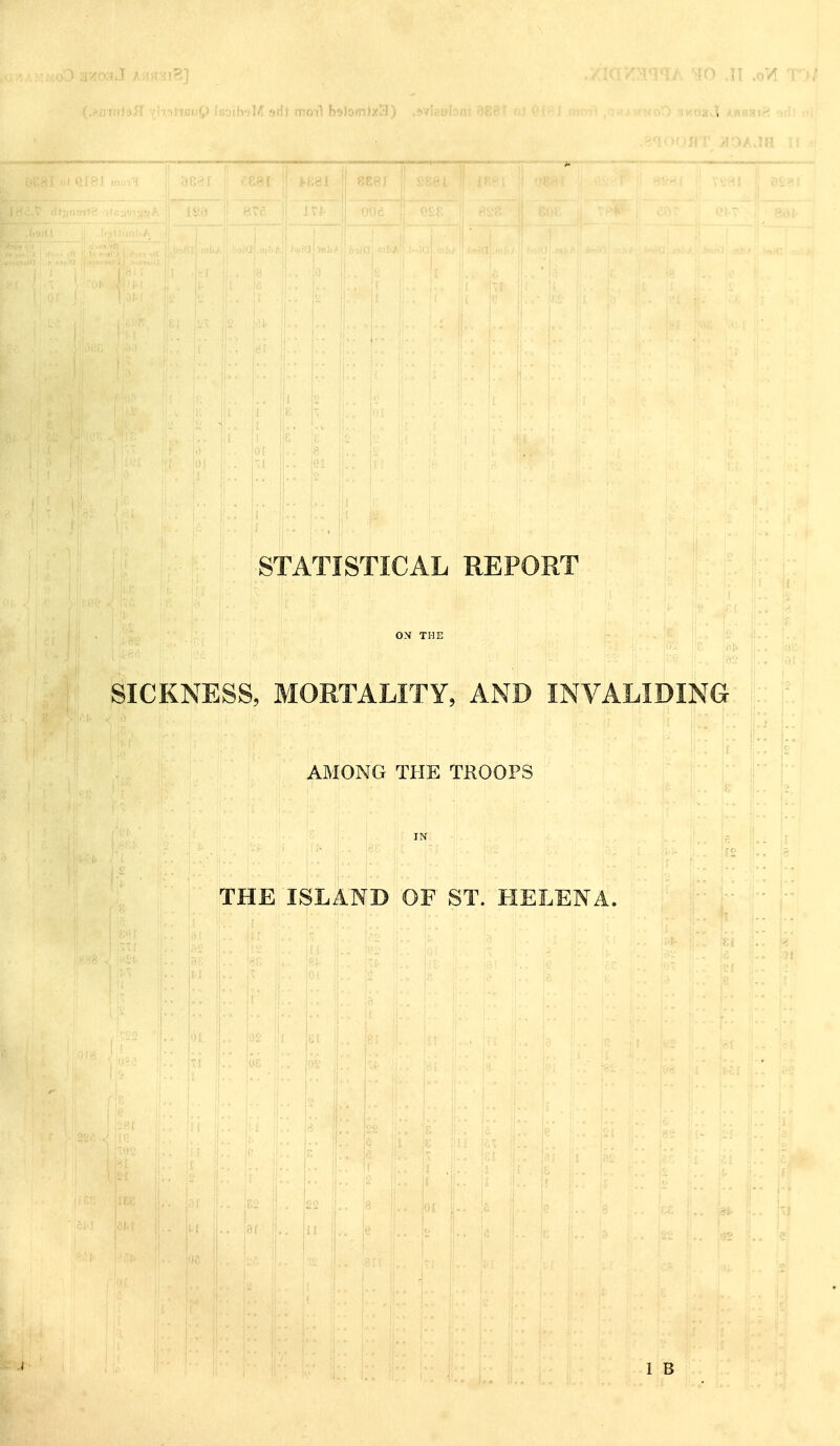 ■AO'aJ. AHH3i8] STATISTICAL REPORT ON THE SICKNESS, MORTALITY, AND INVALIDING AMONG THE TROOPS IN THE ISLAND OF ST. HELENA. II.. i., ii OS i!.. ra S2 . i i.. H ' If ii. if . !8