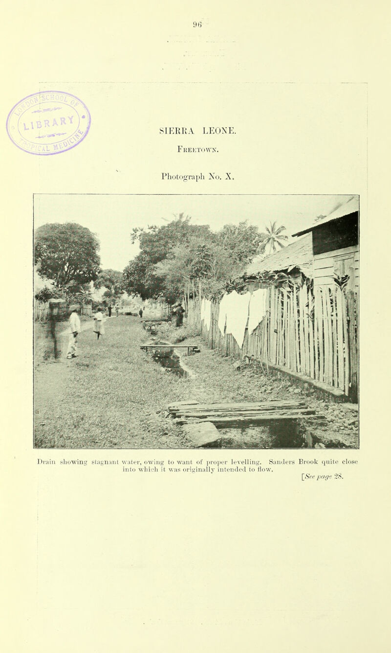 Drain showing stagnant water, owing to want of proper levelling. Sanders Brook quite close into which it was originally intended to flow.