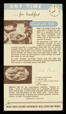 Milk recipes : use more milk for better health, better living & better economy : keep this leaflet and make these tempting recipes / Midland Counties Dairy Ltd.