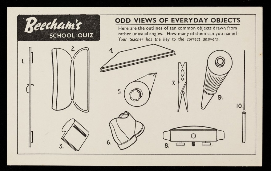 Beecham's school quiz : odd views of everyday objects.