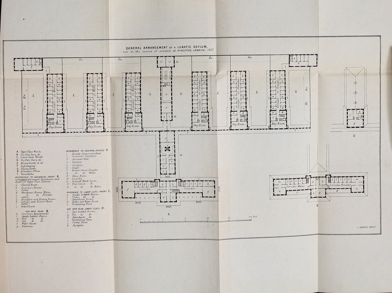 A Vpper CLiss H'iu-dj B (hie Fair Siery ia C lower Cia.ts }fardi D OneFedr Story eU L Airing CewrLf to do F Jnfirm/trUs 0 Drying Yarde H Fermanxo Officer 1 VcranJutKo HeffPCKCf TO etOy^/JCCO FffOMT A . ronieiipi/ig (feyerrwfs Jf.erteLcet<e (tnH dpan“fvr Vpprr Cleni FaUents n CencncdFoom Governors Hoorn j FerUr AiUndantr Rooms Medes do do Femcdos Saloon DrcaJdast oniThmeig Rooms Zihriirv and. VCsUors Room RaXht^ WaLerCloseis ON £ PA off PLAN. B. Coyernors /lpa,rimonts Singir iteFifji Rooms Tcur • do do Sut do do WtUrr Closets Raiconioj ONC PA/P P/AM LOh/£P CLASS . D lour T}tdeled Rooms Ten do do AUondants do Ventdeiltnq Tbies ClaOies Qoscb i