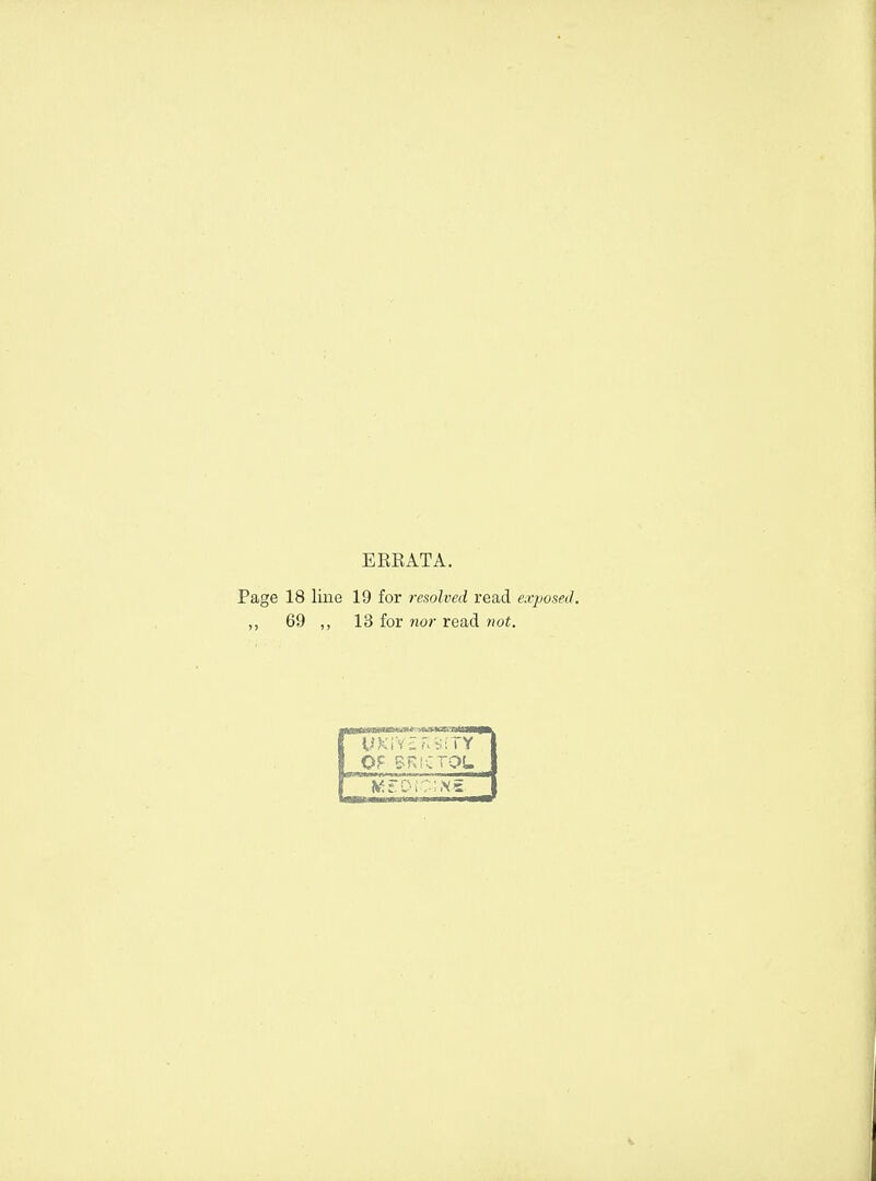 ERKATA. Page 18 line 19 for resolved read exposed. ,, 69 ,, 13 for nor read not.