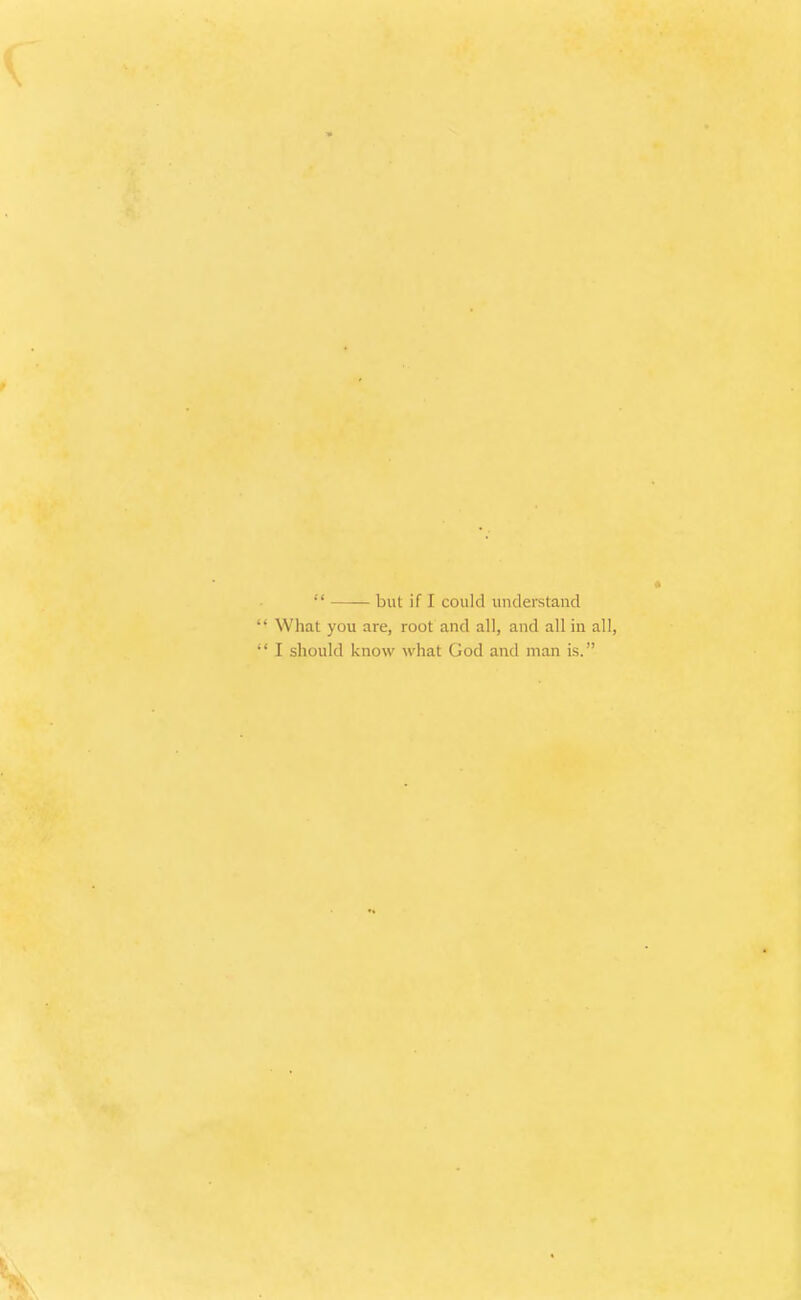  but if I could understand  What you are, root and all, and all in all,  I should know what God and man is.