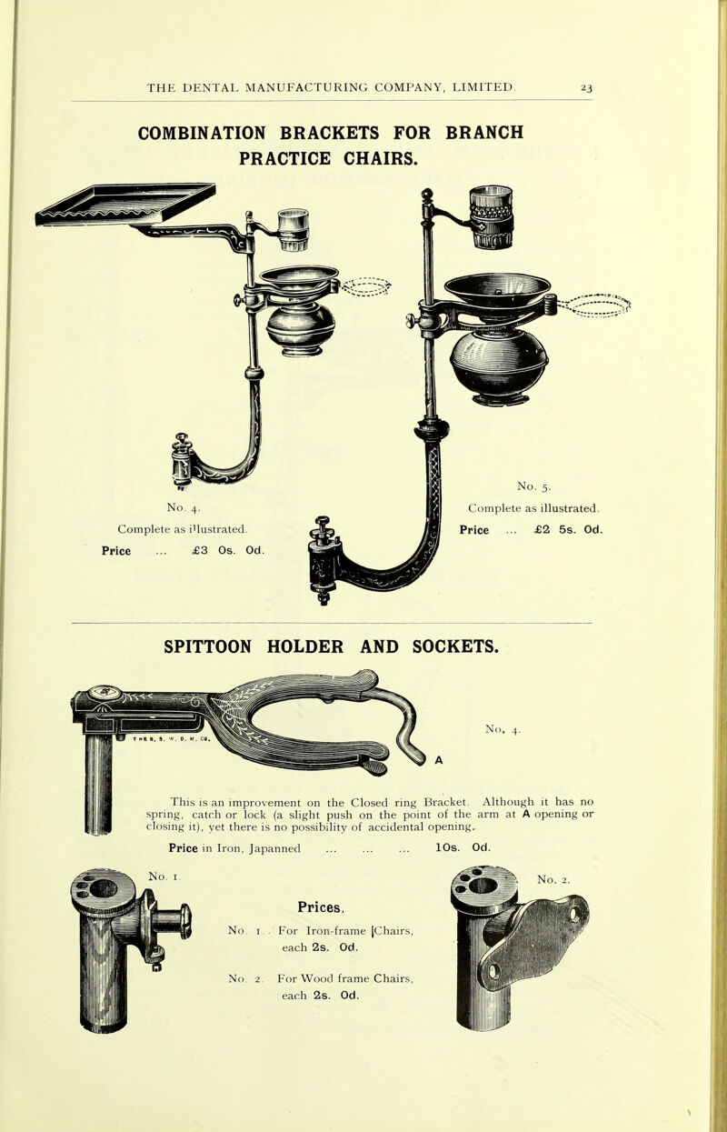 No. 4. Complete as illustrated. Price ... £3 Os. Od. No. 5. Complete as illustrated. Price ... £2 5s. Od SPITTOON HOLDER AND SOCKETS. Price in Iron, Japanned ... 10s. Od.