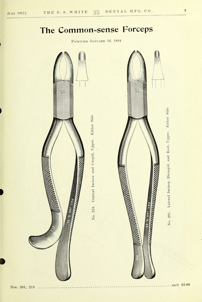 The Common=sense Forceps PATE^-TED January 16, 1894