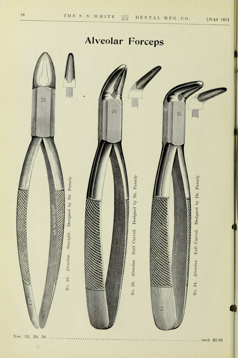THE S.S.WHITE ^ D E N T A L M F G . C 0 . [Ju.y 1911 Alveolar Forceps Nos. 33, 39, 34 ...