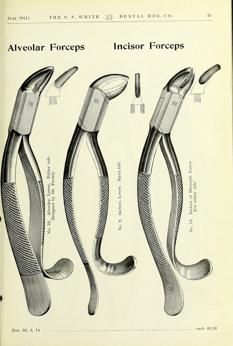 Alveolar Forceps Incisor Forceps Nos. 52, 9, 14