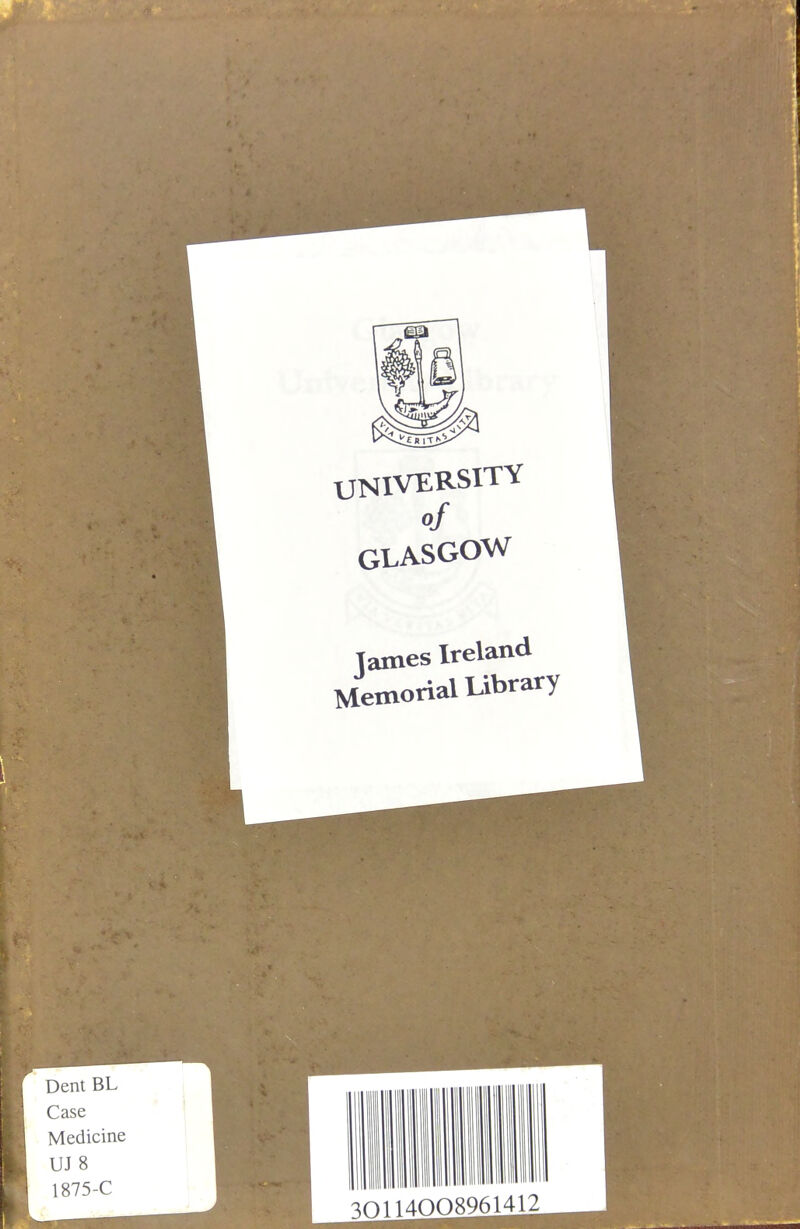 UNIVERSITY of GLASGOW Tames Ireland Memorial Ubrary