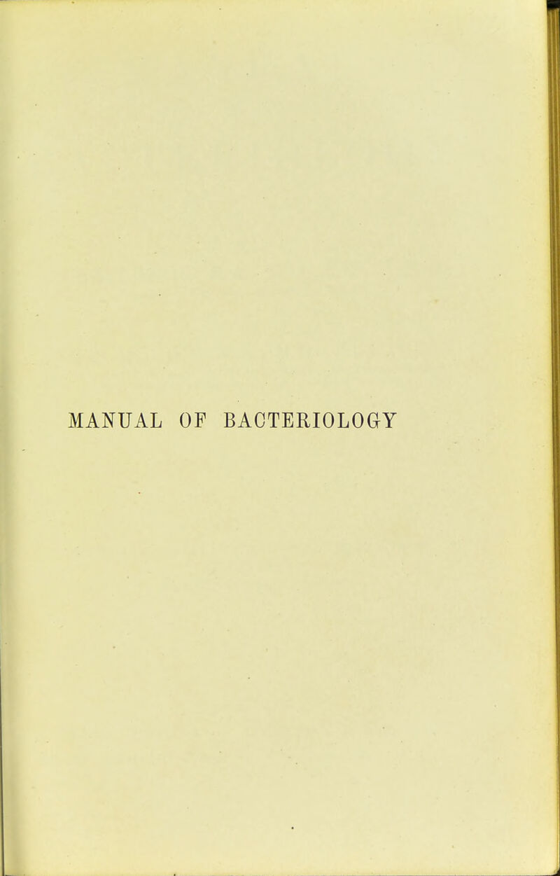 MANUAL OF BACTERIOLOGY