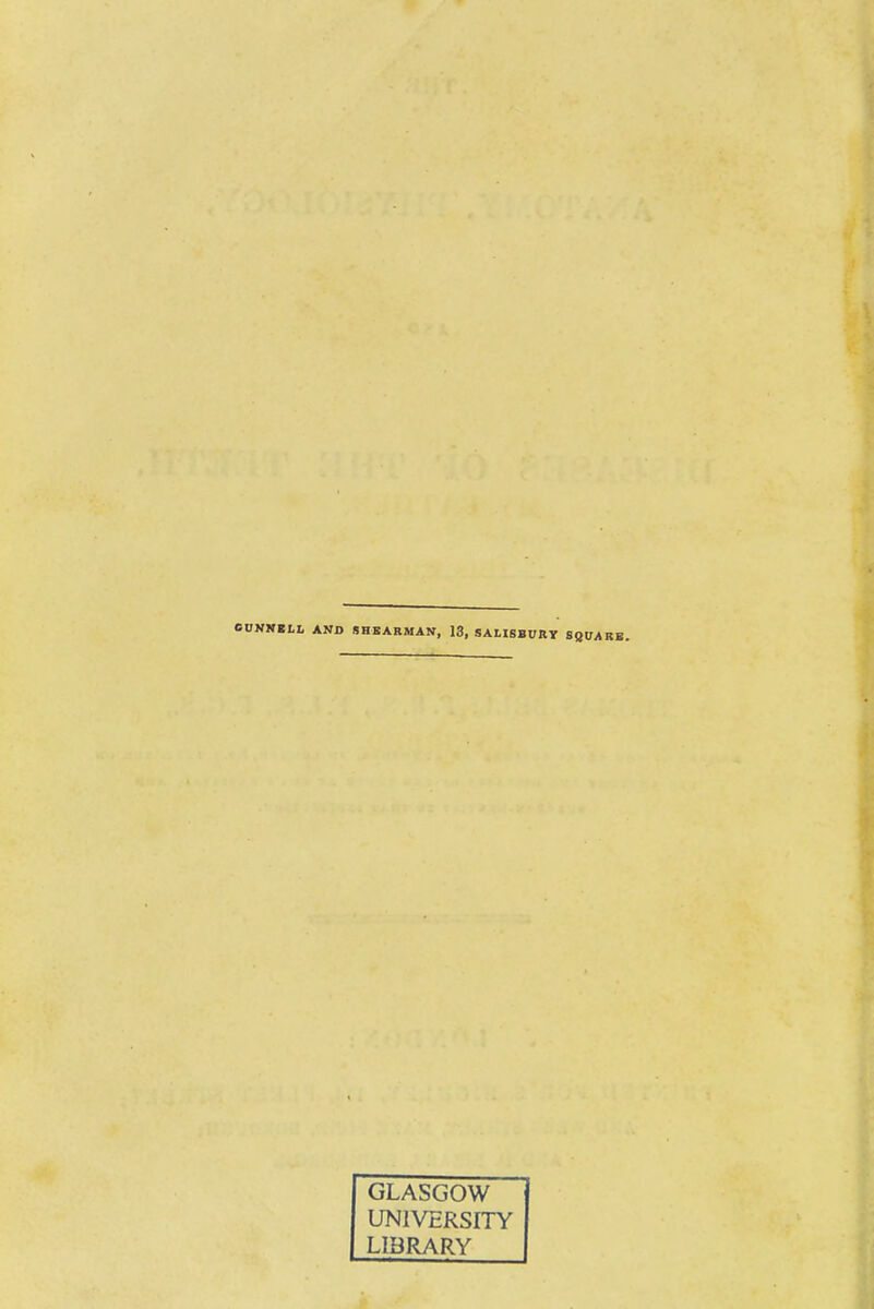 OnWXBH AND SHEARMAN, 13, SALISBURT SBOAB GLASGOW UNIVERSITY LIBRARY