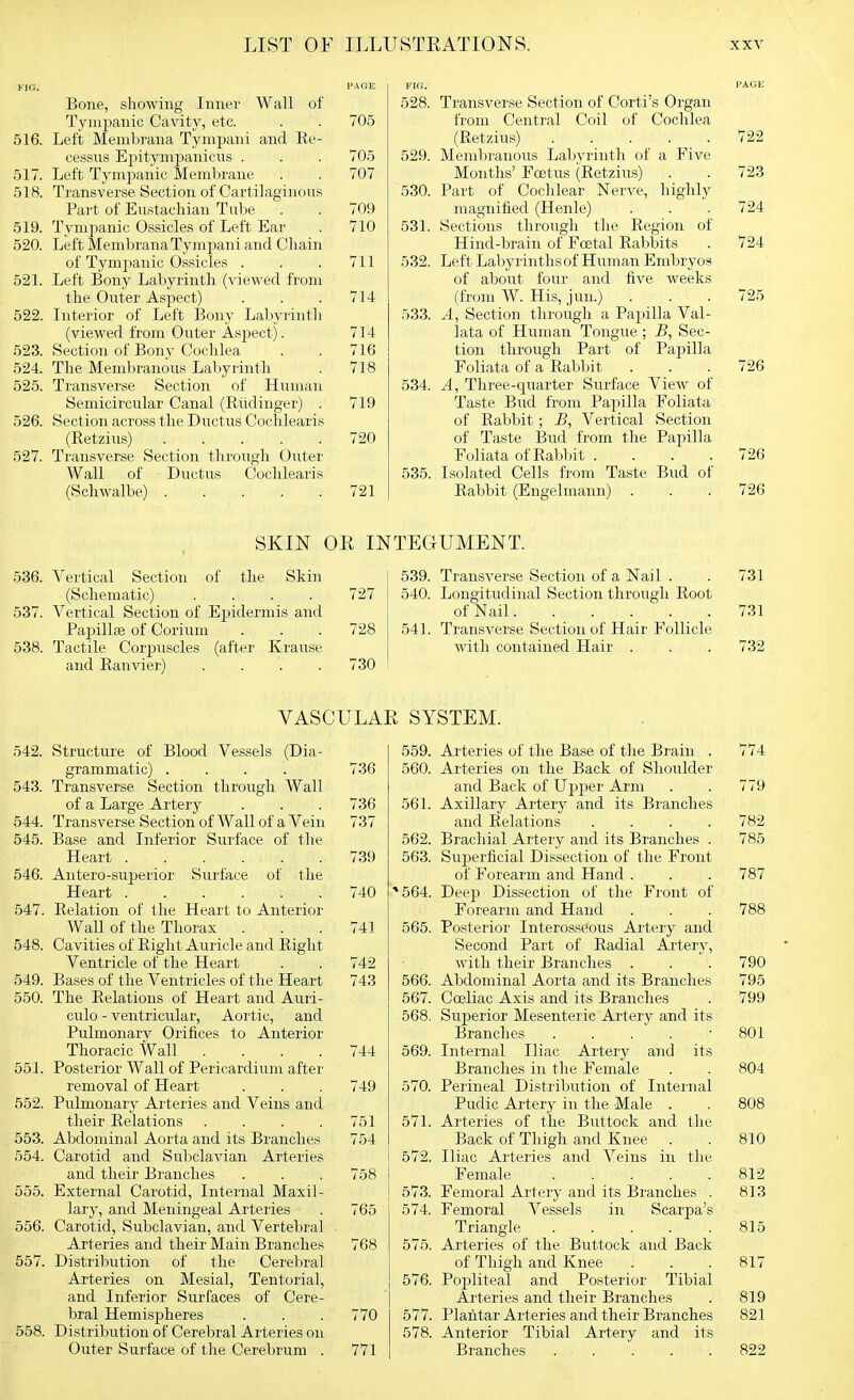 KKl. PAGE Bone, showing Inner Wall of Tympanic Cavity, etc. . . 705 516. Left Menibrana Tympani and Ke- cessus Epitympanicus . . . 705 517. Left Tymjianic Membrane . . 707 518. Transverse Section of Cartilaginous Part of Eustachian Tube . . 709 519. Tymimnic Ossicles of Left Ear . 710 520. Left MembranaTympani and Chain of Tympanic Ossicles . . . 711 521. Left Bony Labyrinth (viewed from the Outer Aspect) . . . 714 522. Interior of Left Bony Labyrintli (viewed from Outer Aspect). 714 523. Section of Bony Cochlea . . 716 624. The Meniljranous Laliyrinth . 718 525. Transverse Section of Human Semicircular Canal (Eiidinger) . 719 526. Section across the Ductus Cochlearis (Retzius) 720 527. Transverse Section through Outer Wall of Ductus Coclilearis (Schwalbe) 721 528. Traiisverse Section of Corti's Organ fi'om Central Coil of Cochlea (Retzius) 722 529. Membranous Labviinth of a Five Months' Foetus (Retzius) . . 723 530. Part of Cochlear Nerve, highly magnified (Henle) . . . 724 531. Sections through the Region of Hind-brain of Fcetal Rabbits . 724 532. Left Labyrinths of Human Embryos of about four and five weeks (from W. His, jun.) . . . 725 533. A, Section through a Papilla Val- lata of Human Tongue ; B, Sec- tion through Part of Papilla Foliata of a Rabbit . . . 726 534. A, Three-quarter Surface View of Taste Bud from Papilla Foliata of Rabbit ; B, Vertical Section of Taste I5ud from the Papilla Foliata of Rabbit .... 726 535. Isolated Cells from Taste Bud of Rabbit (Engelmann) . . .726 SKIN OE INTEGUMENT. 536. Vertical Section of tlie Skin i 539. Transverse Section of a Nail . . 731 (Schematic) .... 727 j 540. Longitudinal Section through Root 537. Vertical Section of Epidermis and of Nail 731 Papillae of Corium . . . 728 541. Transverse Section of Hair Follicle 538. Tactile Corpuscles (after Krause i with contained Hair . . . 732 and Ranviei.') .... 730 ! VASCULAR SYSTEM. Structure of Blood Vessels (Dia- grammatic) .... Transverse Section through Wall of a Large Artery Transverse Section of Wall of a Vein Base and Inferior Surface of the Heart Antero-superior Surface of the Heart ...... Relation of the Heart to Anterior Wall of the Thorax . Cavities of Right Auricle and Right Ventricle of the Heart Bases of the Ventricles of the Heart The Relations of Heart and Auri- culo - ventricular, Aortic, and Pulmonarv Orifices to Anterior Thoracic Wall . . . . Posterior Wall of Pericardium after removal of Heart Pulmonary Arteries and Veins and their Relations .... Abdominal Aorta and its Branches Carotid and Subclavian Arteries and their Branches External Carotid, Internal Maxil- larj% and Meningeal Arteries Carotid, Subclavian, and Vertebral Arteries and their Main Branches Distribution of the Cerebral Arteries on Mesial, Tentorial, and Inferior Surfaces of Cere- bral Hemispheres Distribution of Cerebral Arteries on Outer Surface of the Cerebrum . 559. 736 560. 736 561. 737 562. 739 563. 740 564. 741 565. 742 743 566. 567. 568. 744 569. 749 570. 751 571. 754 572. 758 573. 765 574. 768 575. 576. 770 577. 578. 771 Arteries of tlie Base of the Brain . 774 Arteries on the Back of Shoulder and Back of Upjier Arm . . 779 Axillary Artery and its Blanches and Relations .... 782 Brachial Artery and its Branches . 785 Superficial Dissection of the Front of Forearm and Hand . . . 787 Deep Dissection of the Fi'ont of Forearm and Hand . . . 788 Posterior Interosseous Artery and Second Part of Radial Artery, with their Branches . . . 790 Abdominal Aorta and its Branches 795 Coeliac Axis and its Branches . 799 Superior Mesenteric Artery and its Branches . . . . -801 Internal Iliac Artery and its Branches in the Female . . 804 Perineal Distribution of Internal Pudic Artery in the Male . . 808 Arteries of the Buttock and the Back of Thigh and Knee . . 810 Iliac Arteries and Veins in the Female 812 Femoral Artery and its Branches . 813 Femoral Vessels in Scarpa's Triangle 815 Arteries of the Buttock and Back of Thigh and Knee . . . 817 Poj^liteal and Posterior Tibial Arteries and their Branches . 819 Plantar Arteries and their Branches 821 Anterior Tibial Artery and its Branches 822