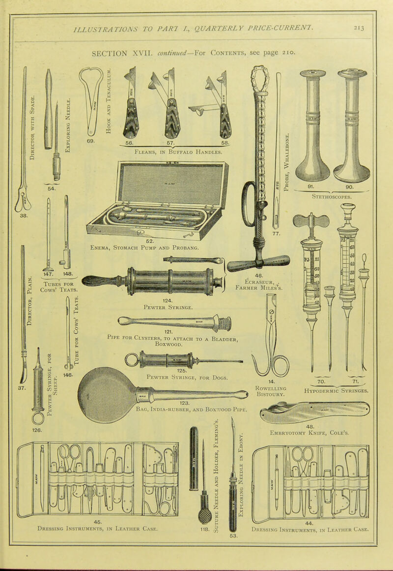 SECTION XVII. continued—Vox Contents, see page 210. Dressing Instruments, in Leather Case Dressing Instruments, in Leather Case.