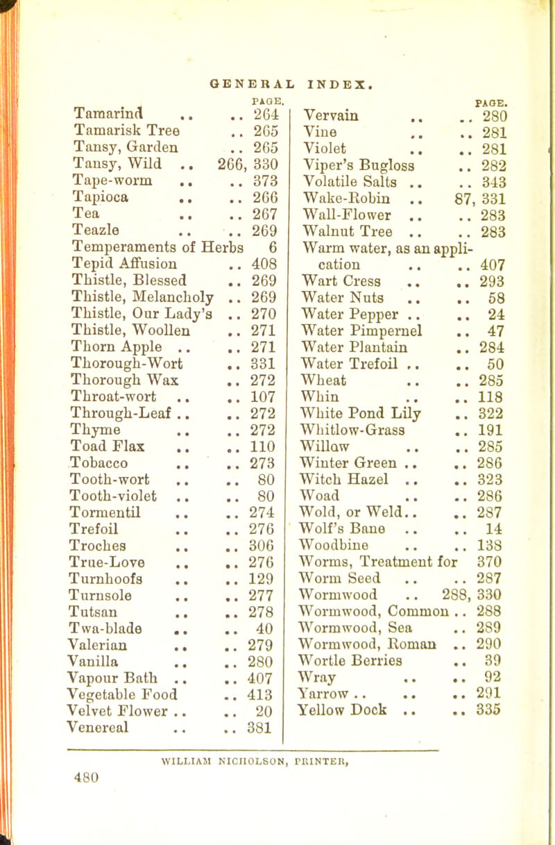Tamarind ,. PAGE, 264 Vervain PAGE. 280 Tamarisk Tree 2G5 Vine 281 Tansy, Garden 265 Violet 281 Tansy, Wild .. 2G6, 330 Viper's Bugloss 282 Tape-worm .. O/O Volatile Salts 343 Tapioca .. 9&(\ ^uu Wake-Robin .. 87, 331 Tea 9(\7 VV till X iUWof • • ■ . 9Q3 Teazle zoy 9GQ Temperaments of Herbs u Warm water, as an appli- T'pTiifl Affnairm J. t lllu *illllolUll 40ft t dllOil . a a a <±\j ( XUlOLlCj XMCbHcU. * * 9fl0 wart 01 ess mm 9QQ Tlildtlp MpIotipIuVItt xliioiiC) j-'Xcimiciiuiy * * 9fiQ vv ater in uts ■• .. DO * * 97H Water Pepper .. «* OA J. 11 lb IK. , TV OOiicH * * 971 Water Pimpernel •. A 7 j. iioru xippic . . • * 071 Water Plantain ., 9Q 1 x jiurougii- vv ors • * QQ1 water iieiou rn OU xiiurougLi vv Ua 979 vvneaii •, .. ZOO 1 11 v o r tit 4- x iiruui-vvurt • • • ■ 1 A7 W111D . , » , 1 ID ilo Through-Leaf ,. • * 070 >vnite Jronci Juuy Q99 ■ 1 - - X 11 ¥ 111 U , , * * 070 Whitlow-Grass •. 1 Q1 x oau x1 lux .. ■ . 1 1 f\ vv maw ., ., ZoD Tobacco .. 97Q Winter Green . • ,, OCA Zoo Tooth-wort; Qf\ oU VV IK 11 llUiCl ■ • • . x ootn-vioiet • • vv oaci .. «. Zou Tormentil • • 97 A. V V OKI, or VV clU. • • •> a 9Q7 Trefoil 97ft Wolf's Bane 14 Troches 0U0 Woodbine loo True-Love .. • • 276 Worms, Treatment for O ((J Turnhoofs 1 OA Worm Seed 287 Turnsole • • 277 Wormwood .. 288, 330 Tutsan 278 Wormwood, Common .. 2S8 Twa-blade .. 40 Wormwood, Sea 289 Valerian .. 279 Wormwood, Roman .. 290 Vanilla 280 Wortle Berries 39 Vapour Bath •. 407 Wray .. •. 92 Vegetable Food 413 291 Velvet Flower .. 20 Yellow Dock .. 335 Venereal 381 WILLIAM NICHOLSON rKINTER,
