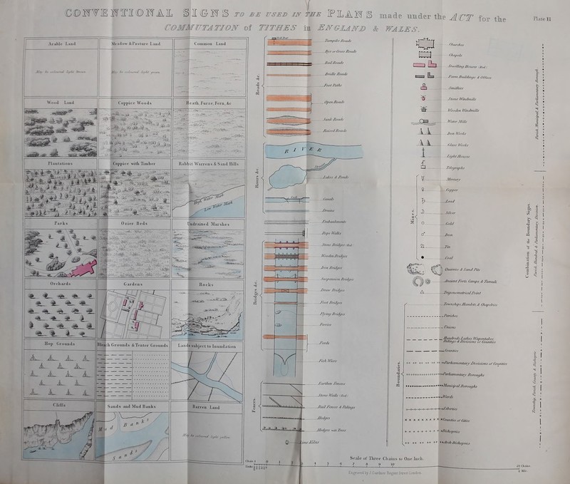 Arable Laud ^Oif¥IE WM'OMAIL '3 bi: used iw tme FILAM COIIAfirrATIOW of TITHES m EWGLAWB & WALES. ade umdcer tte ACT for the Wood Laud ado-\v ^.'Pasture Laud Coininou Laud Coppice Woods He atli. Furze, Fern, &c Plautalions Coppice ^v■^tll Timber Parks Ozier Beds Rabtit Warrens & Sand Hills Orchards IL- ^ «U- ^ ^ Hop Grounds 4_ X- i_ tL h-'-^--^ Gardens Bleacb Grounds &Tenter Grounds Lands subject to Inundation Cliffs ' Sands and Mud Banks B a ^ Undrained Marskes Rocks Barren Land Open Hoods .Sialic Jioffdy ...Jiaised Moods 'J \l ...Fords .J'i.i/i Jt'icrs }'\ .Ouw-iies <£ Sand Fits - Ancient Forts. Camps, i-Tumuli -TriffOJiomfJrical Faint Toiyns/ups.Hainlcts, tt- Chapeiries J'aristies Unions ^Ufub-cds.latlifS. TVapentaJ^ies. Jtuiaujs ^Duisions or Counties — — -^Coimtics o oo oo oo 00 JhrltmnentaryDimions of Coiinties ooooooooooo •x^'o'fiFarliamentarv Haroiyiis 'J^luiiicifml Boroughs Wards Of/tirs xxxxxxxxx xCaioitiisoiCiUes + + ++ + + + t-^ ^i^ishopiics + t +* ++ ++ ++ **-^i-di-llishoprirs Scale of Tlirec Chains (o One Iiidi Engraved by J.Gardner Regent Street Lontion- Plate H ■3