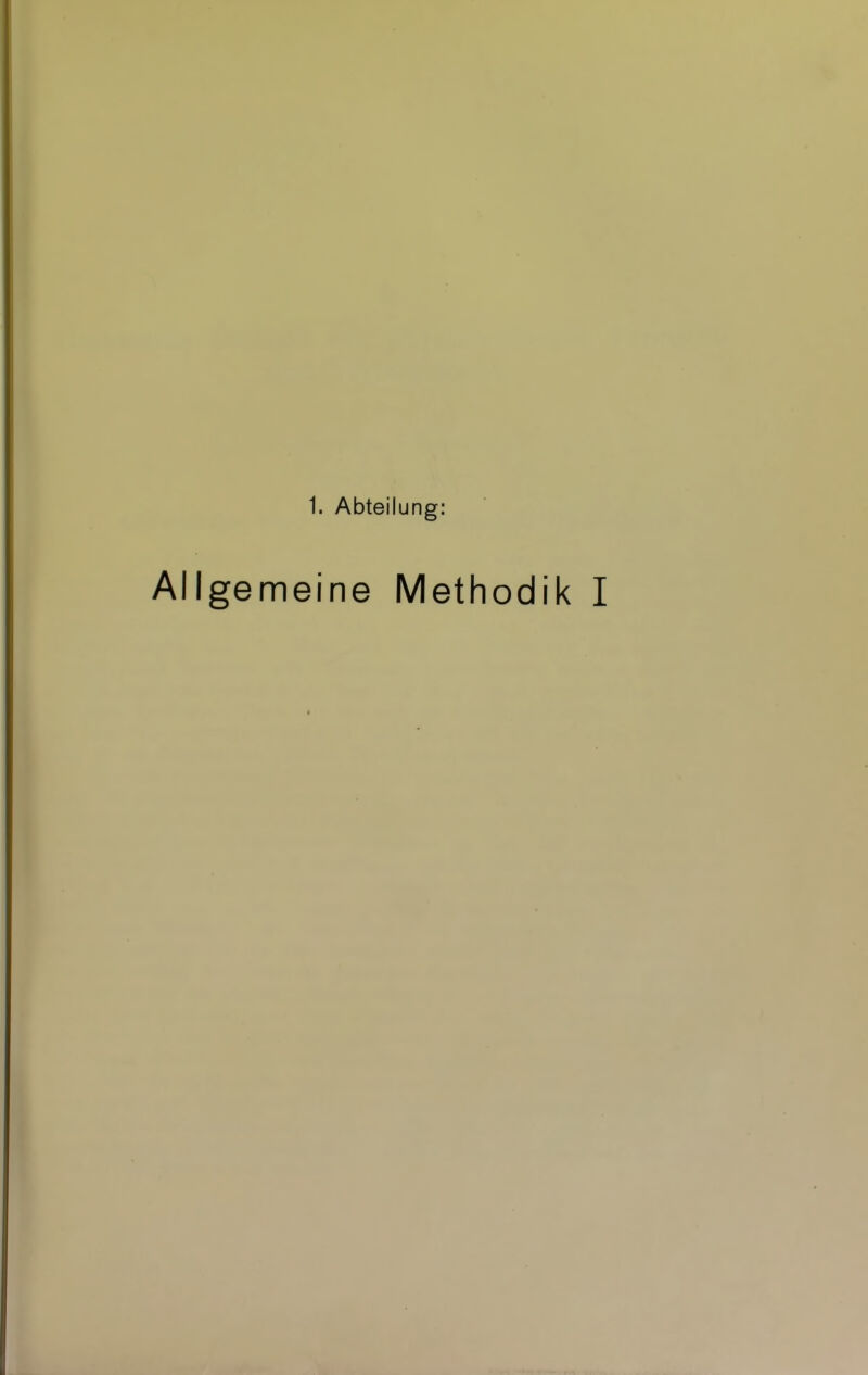 Allgemeine Methodik I