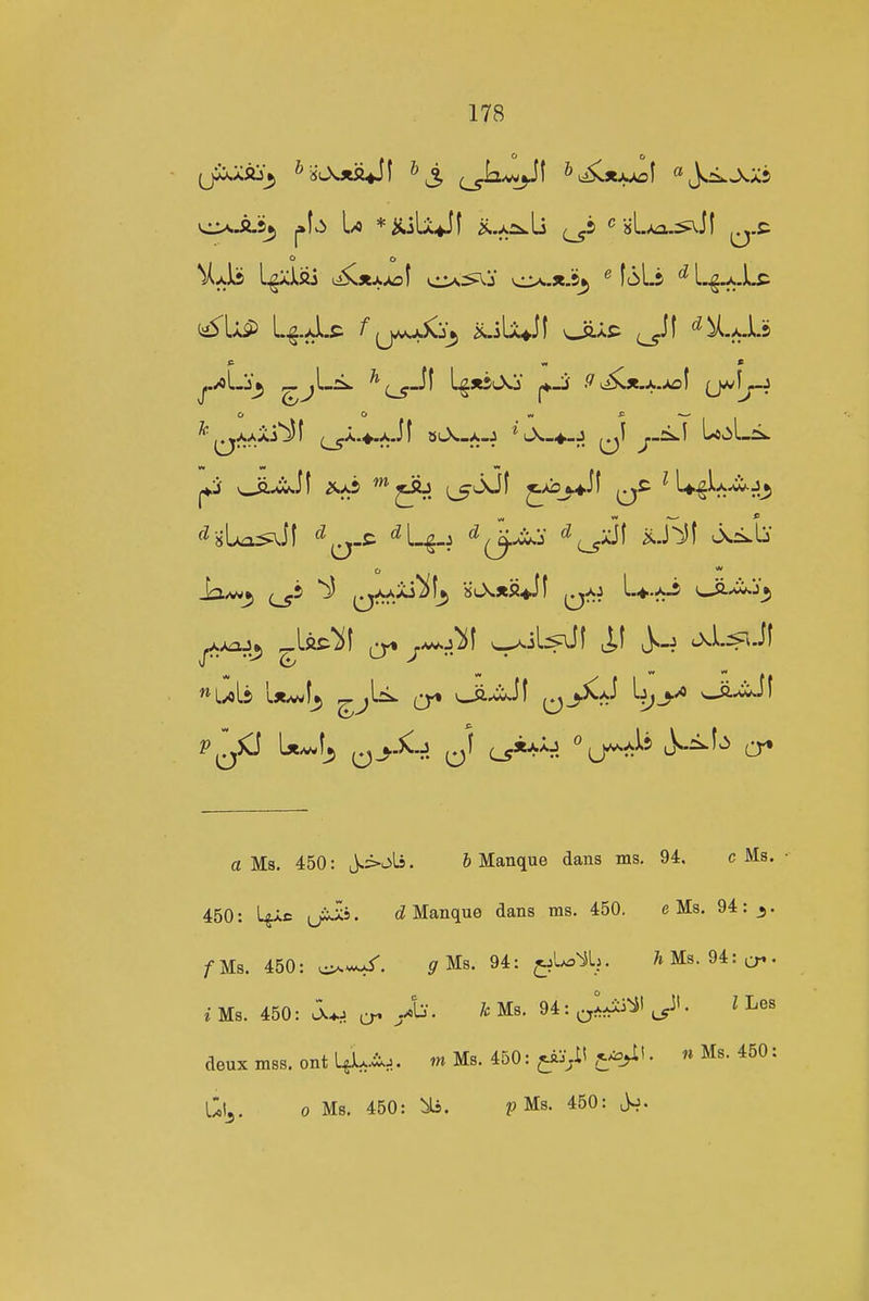 (jiXXftj^ *8iX*iiJf ^L-vy^jf ^^XJS^^I «J<i.AAS L^Xiai u5$^XjkA3f c>.:^J O-Je-S^ ^ ftSLs ^ OiAlf L5^^ ^U^U-^J^ ^sLa^Jl ^L^-J ^^Aj '^^xJf ^J^f 0^.<.Lj- ub ^j'^ cr» ^'^f {jj^^^ ^jj^ vji^f Lstv-I^ C5«-<-^:i J^iwfvi ^ a Ms. 450: J.=>i.>L9. 6 Manque dans ms. 94, c Ms. 450: L^AC uii.X5. Manque dans ms. 450. e Ms. 94: /•Ms. 450: o.--^. ^ Ms. 94: ^.'u^^iU. ;iMs. 94:cr- i Ms. 450: J.*J cr • Ms. 94: ^^Ixii^l ^3' • I Les deux mss. ont m Ms. 450: ^ab;^!^ ^'^ji^ - « Ms. 450: Wj. 0 Ms. 450: ^. P Ms. 450: Jo.