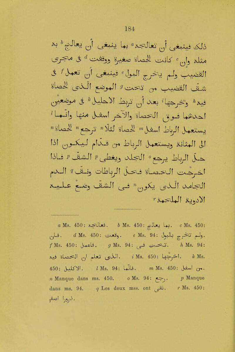 ^ ^c^fiSj^ alAail ^iL^ c^f^ slAail ;^L3^jf ^Abj.Jf ^ v_^A;^aiiJl v-^.^ fcSLs i'^^Jf P^iiij^ ixl^Jf LL^if a Ms. 450: . 6 Ms. 450: g-JLau Uj. c Ms. 450: ^^Ls. Ms. 450: vi^.**}. e Ms. 94: J^Jb ^j-^* /Ms. 450: J.+cLs. ^ Ms. 94: ^^J. A Ms. 94: ifcAS BLAa.srJI ^_5lAil. i Ms. 450: L^^>t. A; Ms. 450: J.:sJl5'^l. ZMs. 94: ijli. m Ms. 450: J^t cr- « Manque dans ms. 450. o Ms. 94: ^=>-j. Manque dans ms. 94. q Les deux mss. ont ^iii. r Ms. 450: