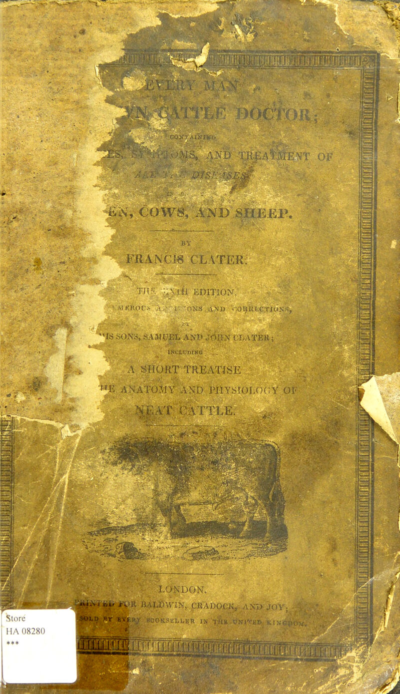 -i i O. ii^N, COWS, AN1> SHEEP. FRANCIS CLATER. J11 Ki' (1! - ;:diti()n. ■ WD • OUKi.CTJUN INCLUDINl ^ ! ' MIT TREATiiSE ANATOMY AND PBYSIOLO( Y O! TTLE. ^tore HA 08280 DON.