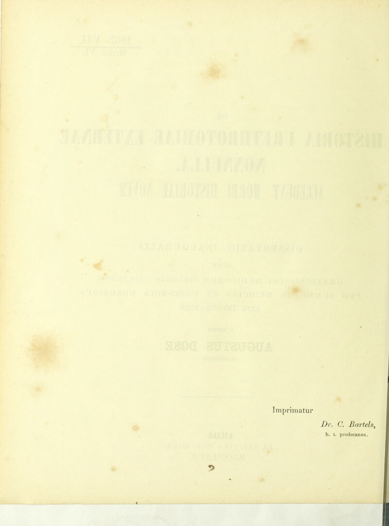 Imprimatur Dr. C. Bartels, h. t. prodecanus.