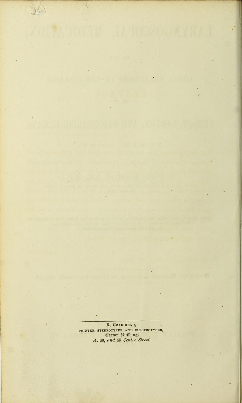 K. Ceaigheab, PEINTER, 8TERE0TYPEK, AND ELECTROTYrEK, Caitnn iouiltimQ, SI, 83, and 85 Centre /Street.