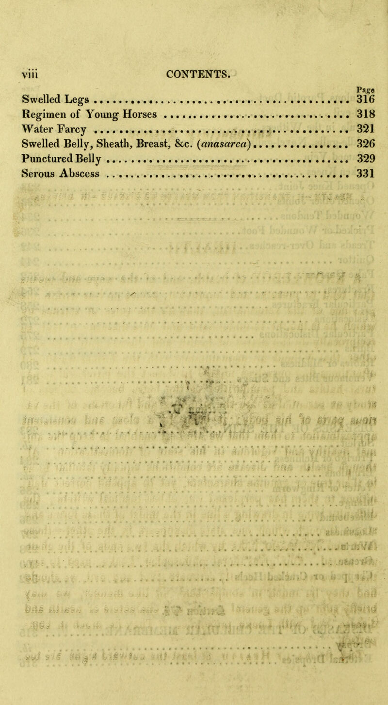 Page Swelled Legs 316 Regimen of Young Horses 318 Water Farcy 321 Swelled Belly, Sheath, Breast, &c. {anasarca) ,, 326 Punctured Belly 329 Serous Abscess 331 /I