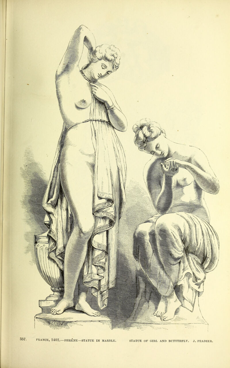 357. FRANCE, 1407.—PHRENE—STATUE IN MARBLE. STATUE OF GIRL AND BUTTTRFLY. J. PRADIER.