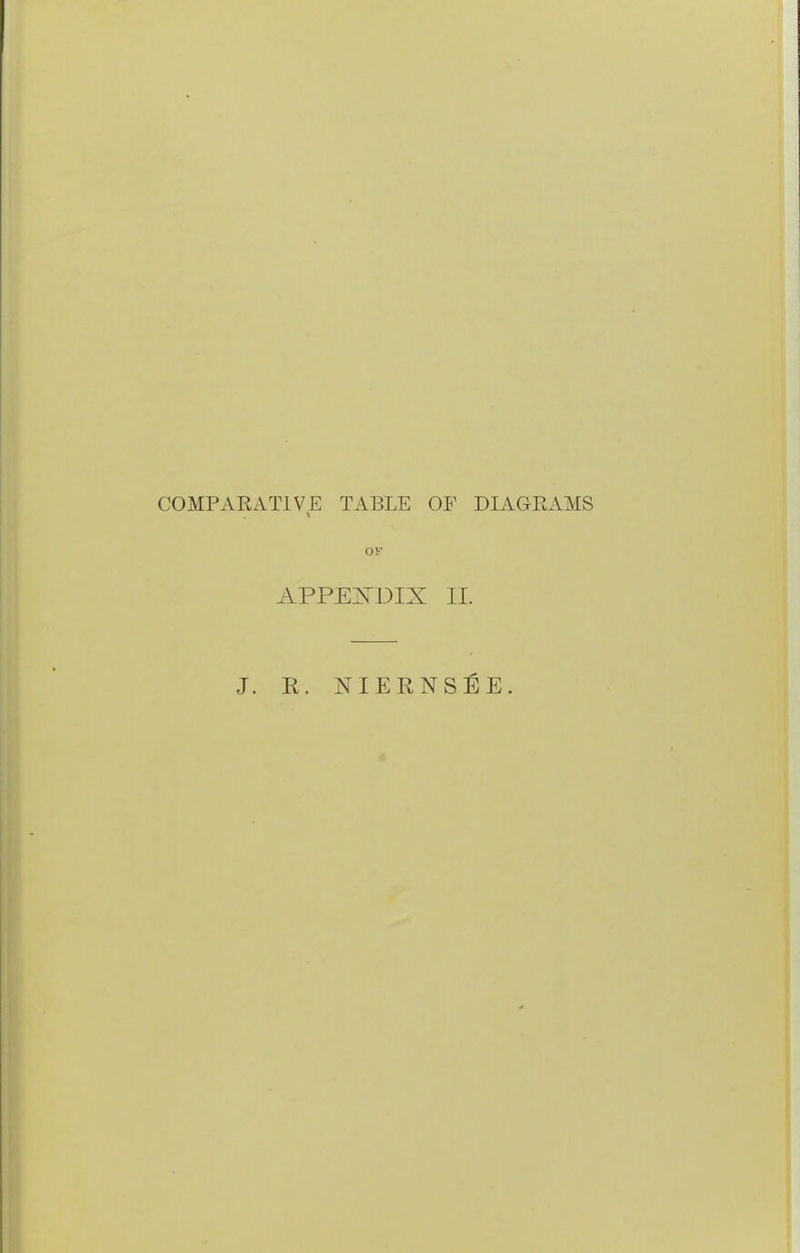 COMPAKATIVE TABLE OF DIAGRAMS OF APPEKDIX II. J. R. NIERNSEE.