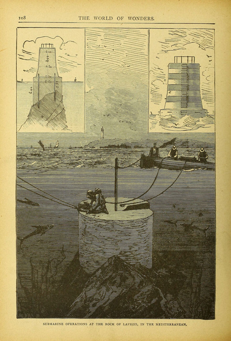 SUBMARINE OPERATIONS AT THE ROCK OF LAVEZZI, IN THE MEDITERRANEAN.