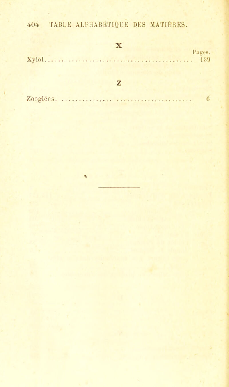X Pages. Xylol i;i'J Z Zooglces G