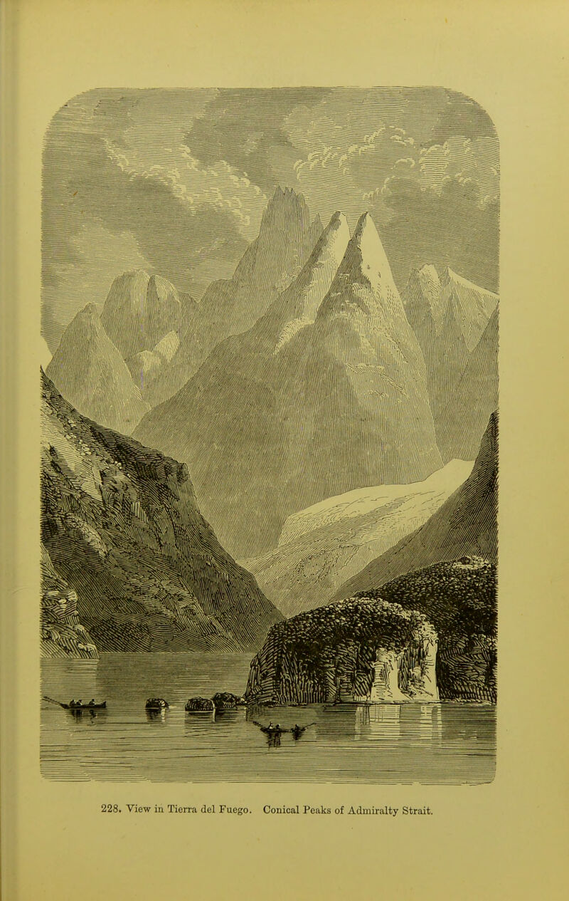 228. View in Tierra del Fuego. Conical Peaks of Admiralty Strait.