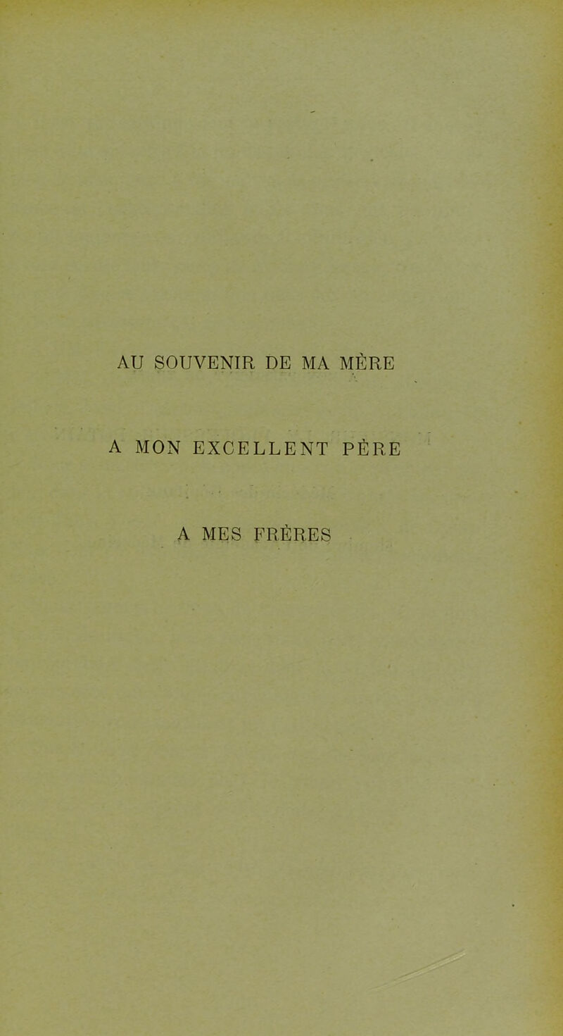 AU SOUVENIR DE MA MÈRE A MON EXCELLENT PÈRE A MES FRÈRES