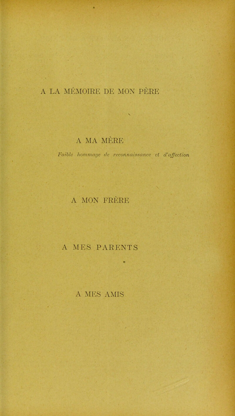 A LA MÉMOIRE DE MON PÈRE A MA MÈRE Faible hommage de reconnaissance et d’affection A MON FRÈRE A MES PARENTS A MES AMIS