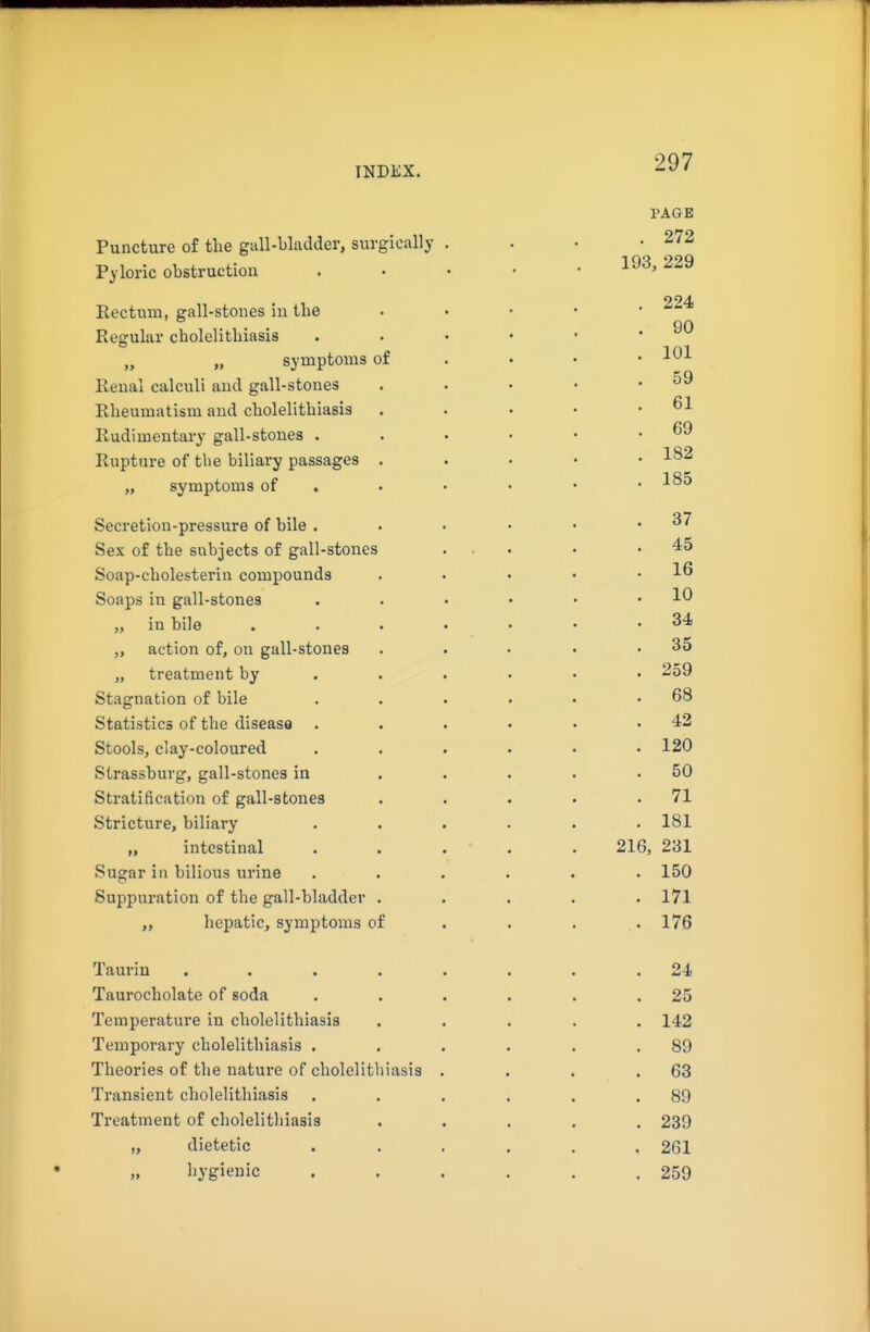 PAGE Puncture of the gall-bladder, surgically . . • .272 Pyloric obstruction . . • • . 193, 229 Rectum, erall-stones iu the . . . • • ^24 90 Keerular cholelithiasis „ „ symptoms of . • • . iu± Renal calculi and gall-stones . . • • .59 Rheumatism and cholelithiasis . . • • .61 Rudimentary gall-stones . . . - • .69 Rupture of the biliary passages . . . • • 1^2 „ symptoms of . . . • • .185 Secretion-pressure of bile . • . • • .37 Sex of the subjects of gall-stones ... . .45 Soap-cholesterin compounds . . • • .16 Soaps in gall-stones . . • • • .10 „ in bile . . • . • • .34 action of, on gall-stones . . • • .35 „ treatment by ..... • 259 Stagnation of bile . . . • • .68 Statistics of the diseaso . . . . • .42 Stools, clay-coloured ...... 120 Strassburg, gall-stones in ..... 50 Stratification of gall-stones . . . . .71 Stricture, biliary ...... 181 „ intestinal . . . . . 216, 231 Sugar in bilious urine ...... 150 Suppuration of the gall-bladder ..... 171 hepatic, symptoms of ... . 176 Tauriu ........ 24 Taurocholate of soda . . . . . .25 Temperature in cholelithiasis ..... 142 Temporary cholelithiasis . . . . . .89 Theories of the nature of cholelithiasis . . . .63 Transient cholelithiasis . . . . . .89 Treatment of cholelithiasis ..... 239 „ dietetic ...... 261 hygienic . . . . . .259