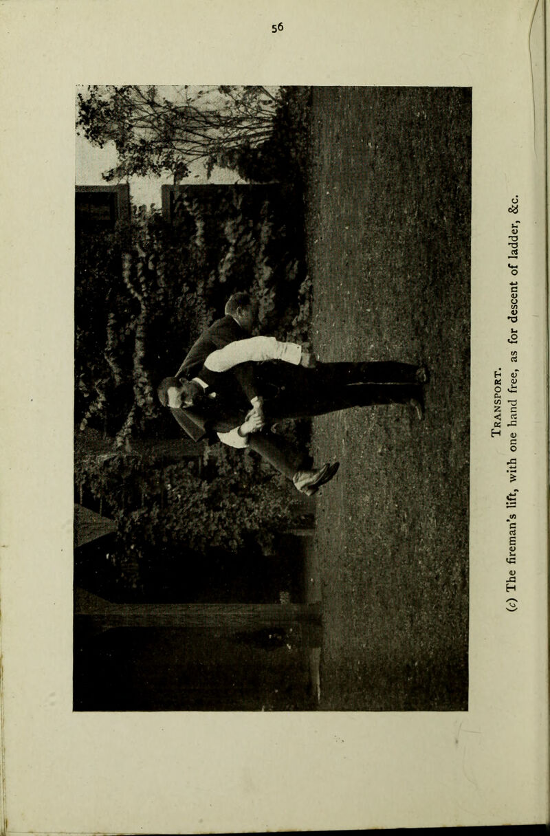 (c) The fireman’s lift, with one hand free, as for descent of ladder, &c.