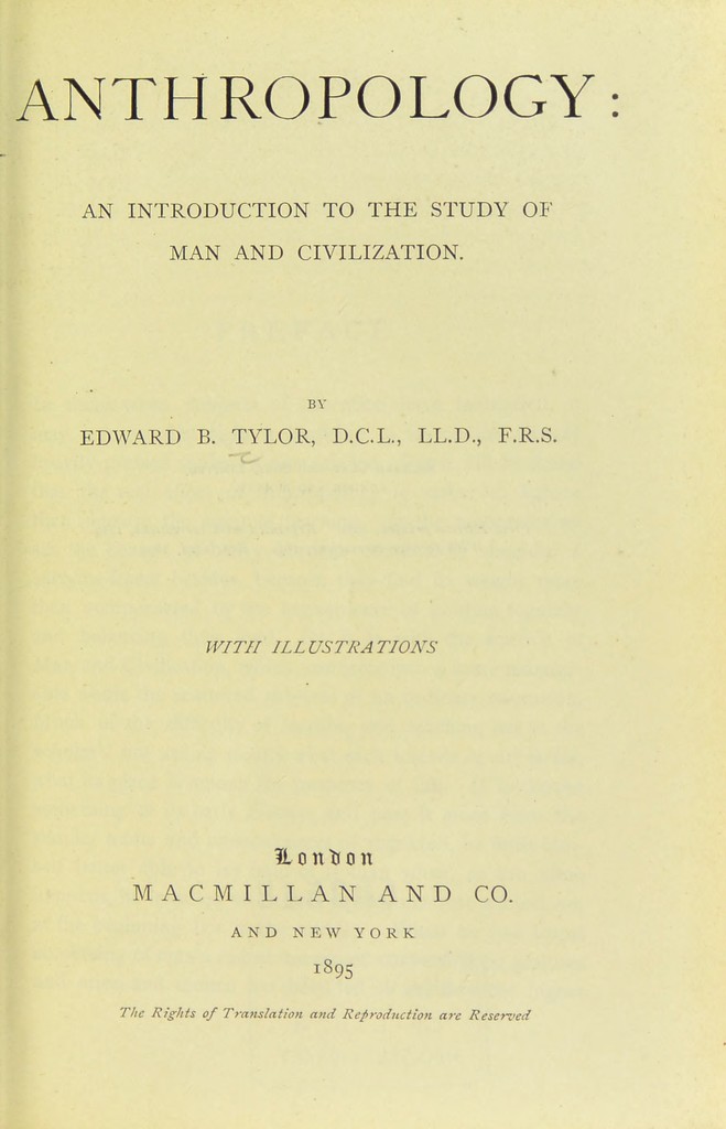 The International Scientific Series: Anthropology top by Edward Tylor (1895)