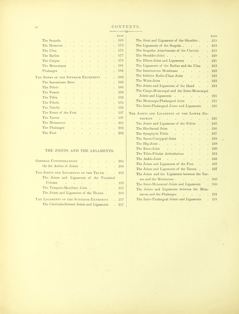 SOO^OOc 1 ' PAGE PAGE The Scapula ....... 169 The Joint and Ligaments of the Shoulder . 219 The Humerus ....... li O ihe Ligaments or the kscapula .... 219 The Ulna 1/0 The Scapular Attachments of the Clavicle 219 The Radius The Shoulder-Joint ...... 220 The Carpus ....... 1/9 ilie Elbow-Jomt and Ligaments 221 The Metacarpus ...... 1 Q 1 ioi ihe Ligaments or the Kadius and the Ulna 223 Phalanges ....... The Interosseous Membrane .... 223 The Bones of the Inferior Extremity 183 The Inferior Radio-Ulnar Joint 223 The Innominate Bone ..... lod The Wrist-Joint 223 The Pelvis ....... ioo The Joints and Ligaments of the Hand The Femur ....... 189 The Carpo-Metacarpal and the Inter-Metacarpal The Tibia ....... 192 Joints and Ligaments ..... The Fibula The Metacarpo-Phalangeal Joint 99 T The Patella i y 0 The Inter-Phalangeal Joints and Ligaments 226 The Bones of the Foot ..... 197 The Joints and Ligaments of the LoWer Ex- The Tarsus ....... 197 tremity • 226 The Metatarsus ...... 201 The Joints and Ligaments of the Pelvis- . 226 The Phalanges .... . . 202 Xlie iiio-oacrai Joint ..... 226 1 He r oot 202 The Symphysis Pubis ..... 227 The Sacro-Coccygeal Joint .... 228 The Hip-Joint 228 THE JOINTS AND THE LIGAMENTS. The Knee-Joint ...... 230 The Tibio-Fibular Articulations 234 General Considerations 205 The Ankle-Joint . . . . 235 On the Action of Joints ..... The Joints and Ligaments of the Foot 237 206 The Joints and Ligaments of the Tarsus . 237 The Joints and Ligaments of the Trunk . 212 The Joints and the Ligaments between the lar- 1 hp. Joints Jinrl Tjicrfunp'rtf'^ nf tVip Vpi'ff»Ki*Ql sus and the Metatarsus ..... 240 Column ....... 212 The Inter-Metatarsal Joints and Ligaments 240 The Temporo-Maxillary Joint .... 215 The Joints and Ligaments between the Meta- The Joints and Ligaments of the Thorax . 216 tarsus and the Phalanges .... 241 The Ligaments of the Superior Extremity 217 The Inter-Phalangeal Joints and Ligaments 241 The Claviculo-Sternal Joints and Ligaments 217