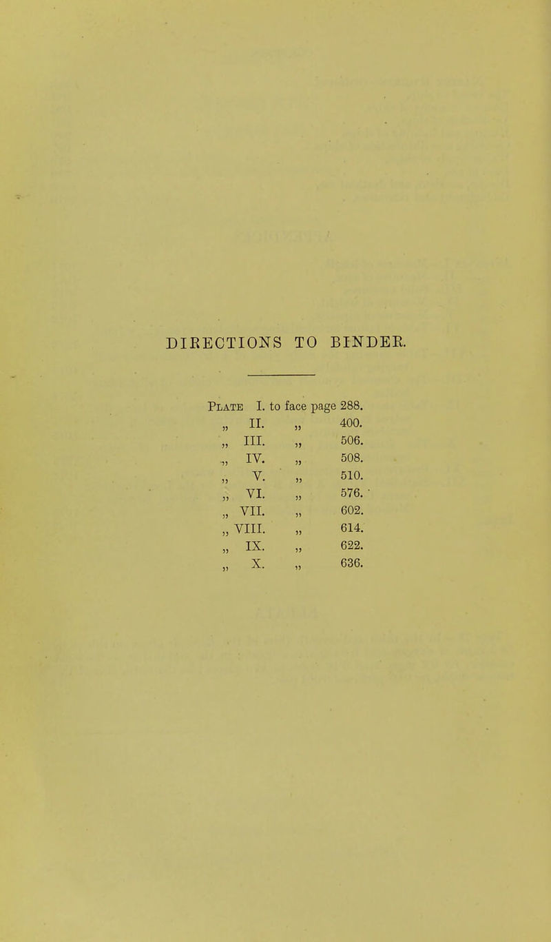 DIRECTIONS TO BINDER Plate I. to face page 288. 400. „ ni. „ 506. IV. 508. „ V. „ 510. „ VI. „ 576. „ VIL 602. „ VIII. 614. „ IX. 622. „ X. „ 636.