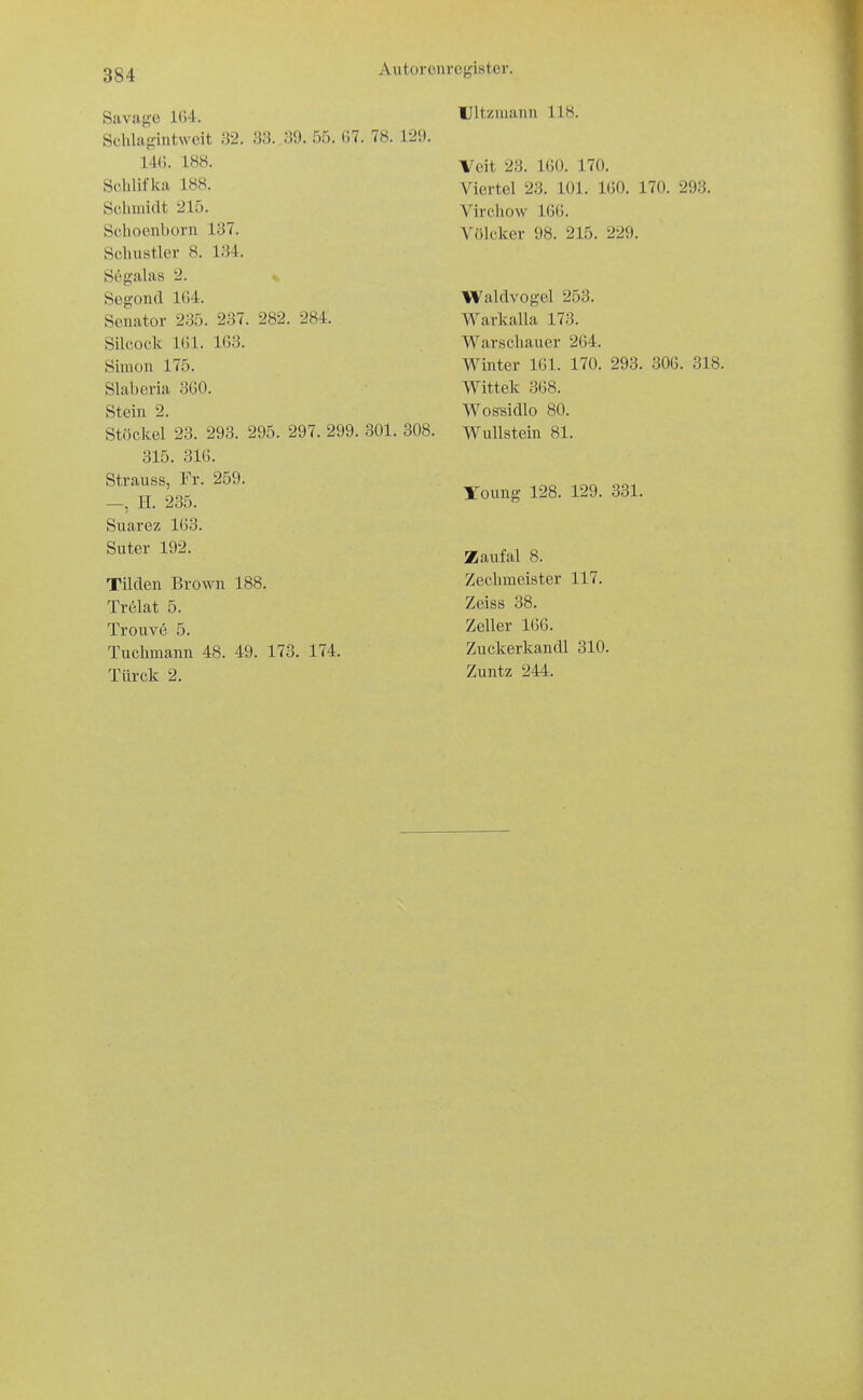 Savage 1()4. Schlagiutweit 32. 33. .39. 55. Ü7. 7b. 129. 14Ü. 188. Selilifka 188. Sclmiiclt 215. Schoenborn 137. Schustler 8. 134. Sßgalas 2. Segond 164. Senator 235. 237. 282. 284. Silcock IGl. 163. Simon 175. Slaberia 360. Stein 2. Stockei 23. 293. 295. 297. 299. 301. 308. 315. 316. Strauss, Fr. 259. —, H. 235. Suarez 163. Suter 192. Tilden Brown 188. Trelat 5. Trouvö 5. Tuchmann 48. Türck 2. Ultzmann 118. Veit 23. 160. 170. Viertel 23. 101. 160. 170. 293. Virchow 166. Völcker 98. 215. 229. Waldvogel 253. Warkalla 173. Warschauer 264. Winter 161. 170. 293. 306. 318. Wittek 368. Wossidlo 80. Wullstein 81. 49. 173. 174. Toung 128. 129. 331. Zaufal 8. Zeclimeister 117. Zeiss 38. Zeller 166. Zuckerkandl 310. Zuntz 244.