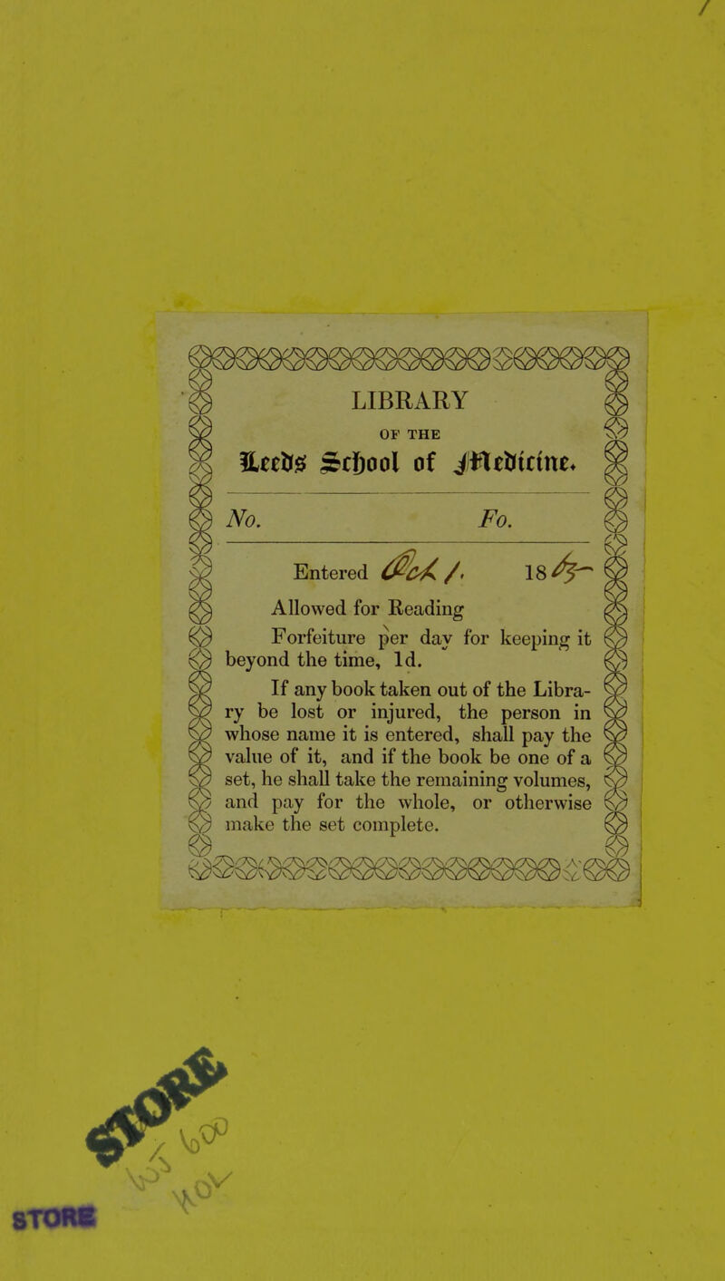 LIBRARY OF THE No. Fo. Entered Allowed for Eeading Forfeiture per day for keeping it beyond the time. Id. If any book taken out of the Libra- ry be lost or injured, the person in whose name it is entered, shall pay the value of it, and if the book be one of a set, he shall take the remaining volumes, and pay for the whole, or otherwise make the set complete.