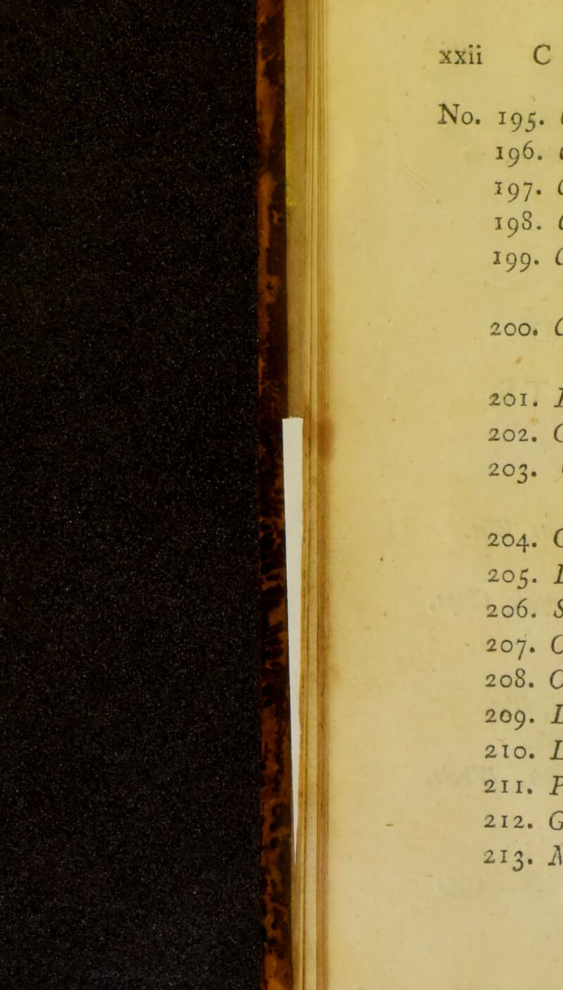 No. 195. 1 196. < 197. ( 19S. ( 199. C 200. £ 201. 1 202. c 203. ' 204. ( 205. i 206. & 207. c 208. c 209. z 210. Z 211. z 212. G 213. A