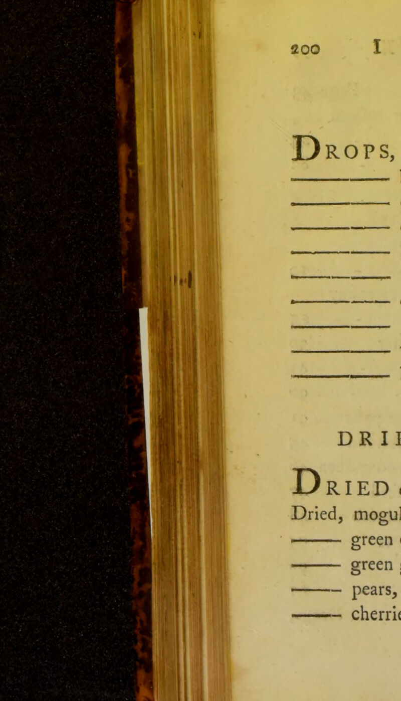 Drops, dr i i Dried , Dried, mogu] green < green : pears, cherrit