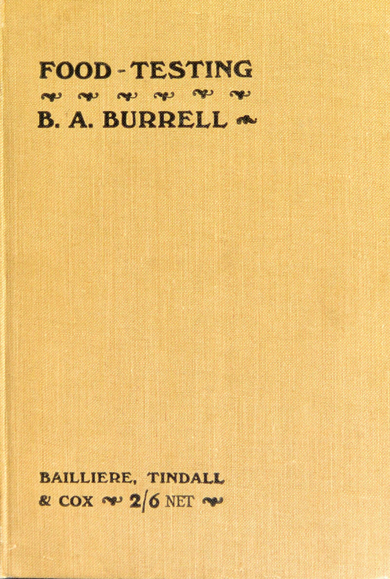 POOD - TESTING B. A. BURRELL <*> BAILLIERE, TINDALL «! COX 2(6 NET •+•