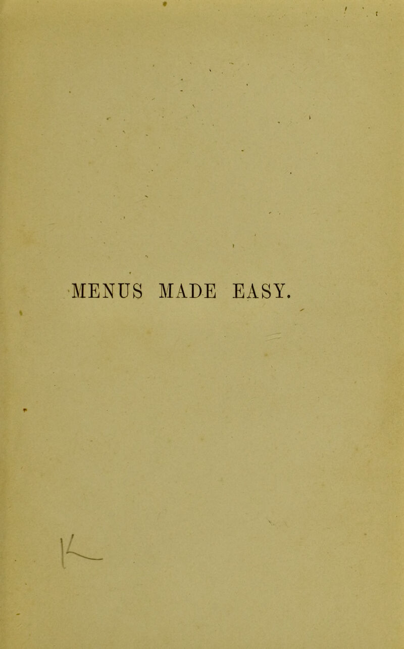 MENUS MADE EASY. /