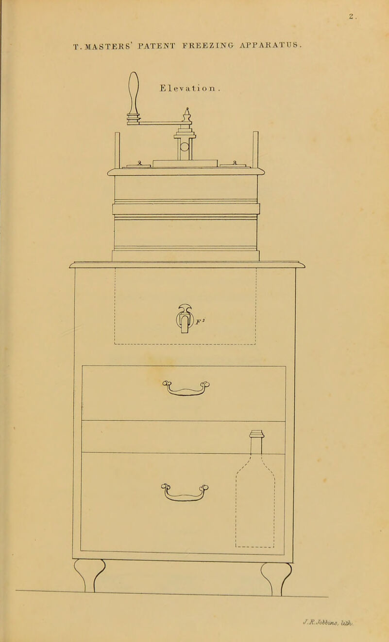 2. T. masters’ patent freezing apparatus. Elevation . A JR.Jobbms, Ia&i/