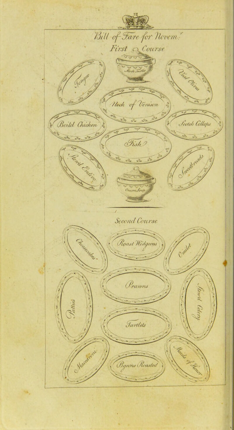 (f ?]urrc 'for llevem First c\ Cou rse ?u6on iV (Fetid Chicken■ OnuniFeufi Second Cou rse (Tloajt I'tu/iji raw/u dot tifeto