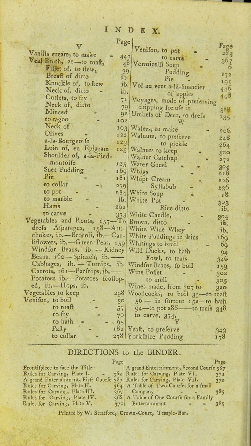 V Page Vanilla cream, to make Veal Broth, 22—,to roaft, Fillfet of, to flew, Breaft of ditto Knuckle of, to flew Neck of, ditto Cutlets, to fry Neck of, ditto Minced to ragoo Neck of Olives a-la-Bourgeoife Loin of, en Epigram Shoulder of, a-ia-Pied- montoife Suet Pudding > to collar to pot to marble Hams 447 48 79 ib ib. ib, 7' 79 92 i 02 103 122 123 125 125 569 181 2 79 284 ib. - 292 to carve - 373 Vegetables and Roots, 157—To drefs Afparagus, 158—Arti- chokes, ib.—Broyoli, ib.—Cau- liflowers* ib.—Green Peas, 159 Windfor Beans, ib. -— Kidney Beans. 160 — Spinach, ib. Cabbages, ib. — Turnips, ib. Carrots, 161—Parfnips, ib. Potatoes ib.—-Potatoes fcollop- ed, ib.—Hops, ib. Vegetables to keep Venifon, to boil to roaft to fry to hafh Pally to collar 298 3° 57 70 95 182 278 Venifon, to pot to carve Vermicelli Soup Pudding Vol an vent a-la-financier of apples Voyages, mode of preferving dripping for ufe in Umbels of Deer, to drefs W Wafers, to make Walnuts, to prefcrve to pickle Walnuts to keep Walnut Catchup Water Gruel Whjgs Whipt Crea m Syllabub White Soup ^ White Pot Rice ditto White Caudle, Brown, ditto White Wine Whey White Puddings in (kins Whitings to broil Wild Ducks, to hafh Fowl, to trufs Windfor Beans, to boil Wine Poffet to mull Wines made, from 307 to Woodcocks, to boil 35- 56 — in furtout 94—-to pot 286— to carve, 374, Y Yeafl, to preferve Yorklhire Pudding Pagd 2% 367 6 172 191 446 4-i8 288 >35 ' - 206 248 264 3co - 271 3°4 218 226 236 18 3°3 ib, 3°4 ib. >b, 169 - 69 94 34S >59 302 305 320 to roaft 15a—to hafh —to trufs 348 343 178 DIRECTIONS to the BINDER. Page Frontifpiece to face the Title Rules for Carving, Plate I. - 362 A grand Entertainment, Firft Coorfe 387 Rules for Carving, Plate II. 364 Rules for Carving, Plate III. 367 Rules for Carving, Plate IV. 368 Rules for Carving, Plate V. 37c Page A grand Entertainment, Second Courfe 387 Rules for Carving, Plate VI. 371 Rules for Carving, Plate VII. 37a A Table of Two Courfesfor a fmail Company • ... 385 A Table of One Courfe for a Family Entertainment - 3 8S Printed by V/. Stratford, Crown-Court, Temple-Bar.